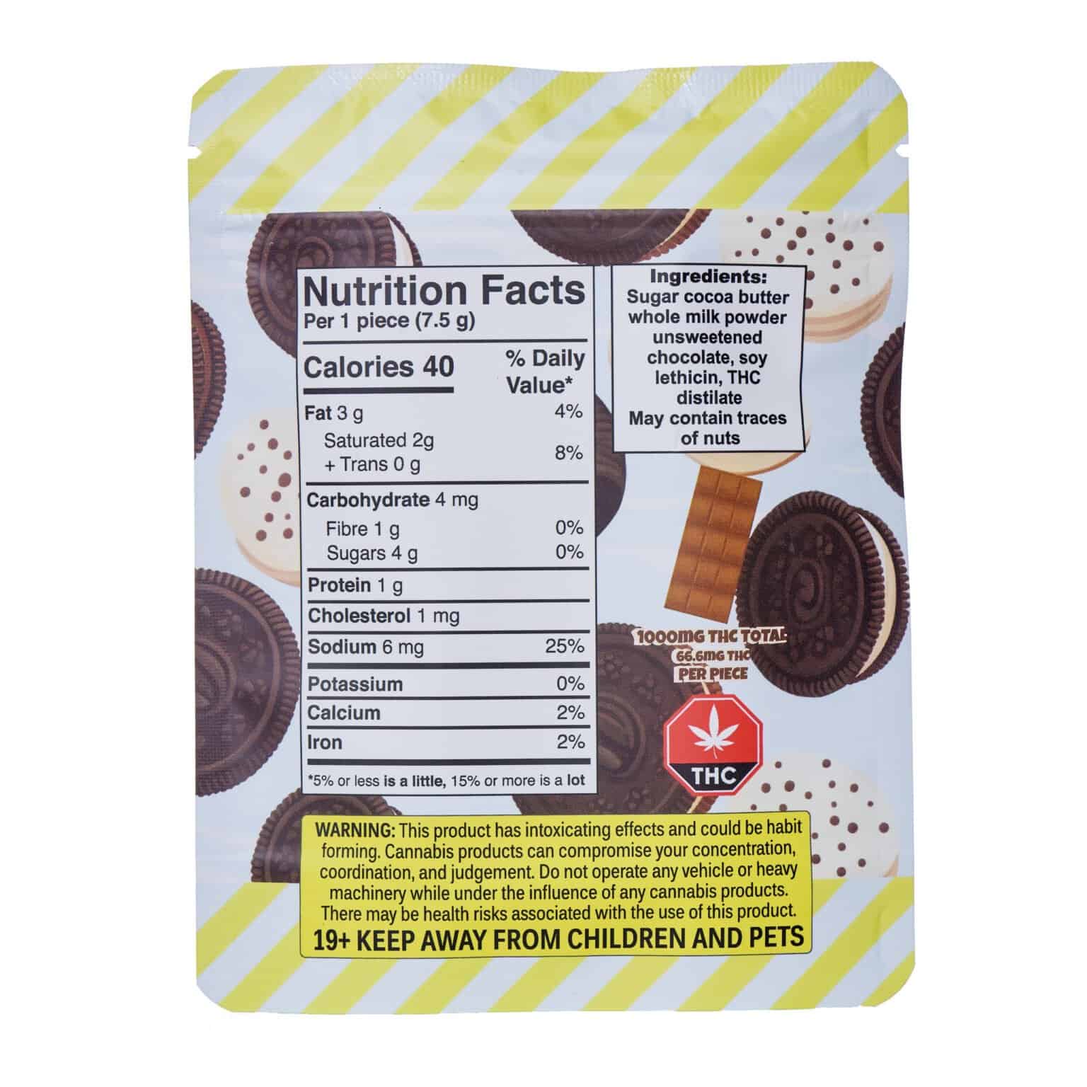 EXTRA STRENGTH 1000MG THC CHOCOLATE BAR Cookies & Cream Harmonized Hemp