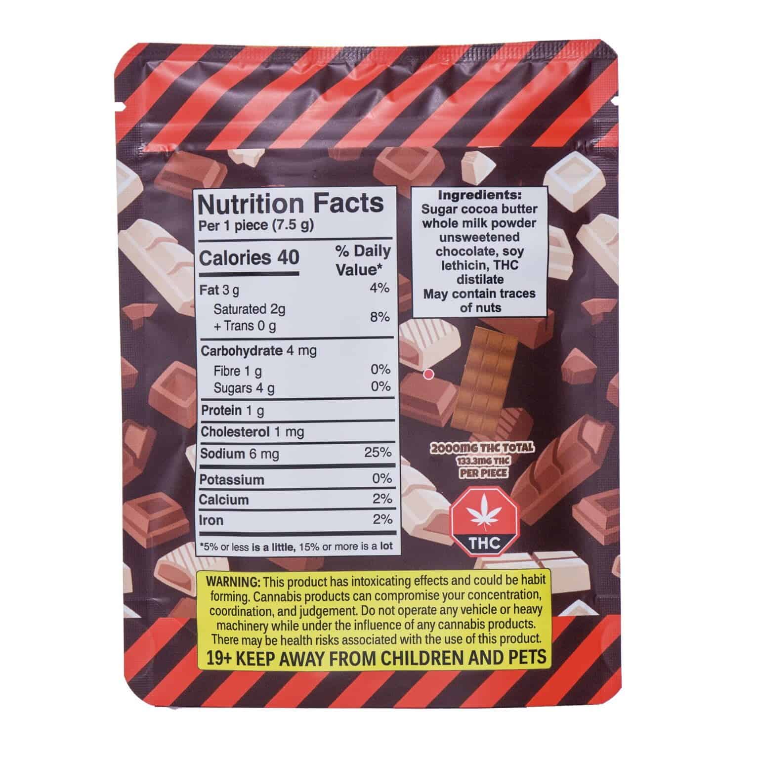 SUPER STRENGTH 2000MG THC CHOCOLATE BAR Toffee Chocolate Harmonized